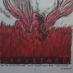 Graveyard - 2009 Dan Grzeca Poster San Diego, CA Pink Bar Gig Posters