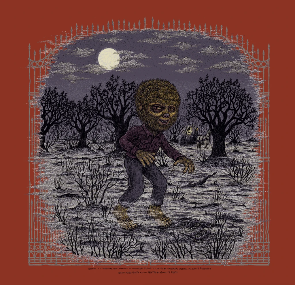 Movie/TV Posters The Wolfman - 2017 Marq Spusta Poster Universal Monsters Red