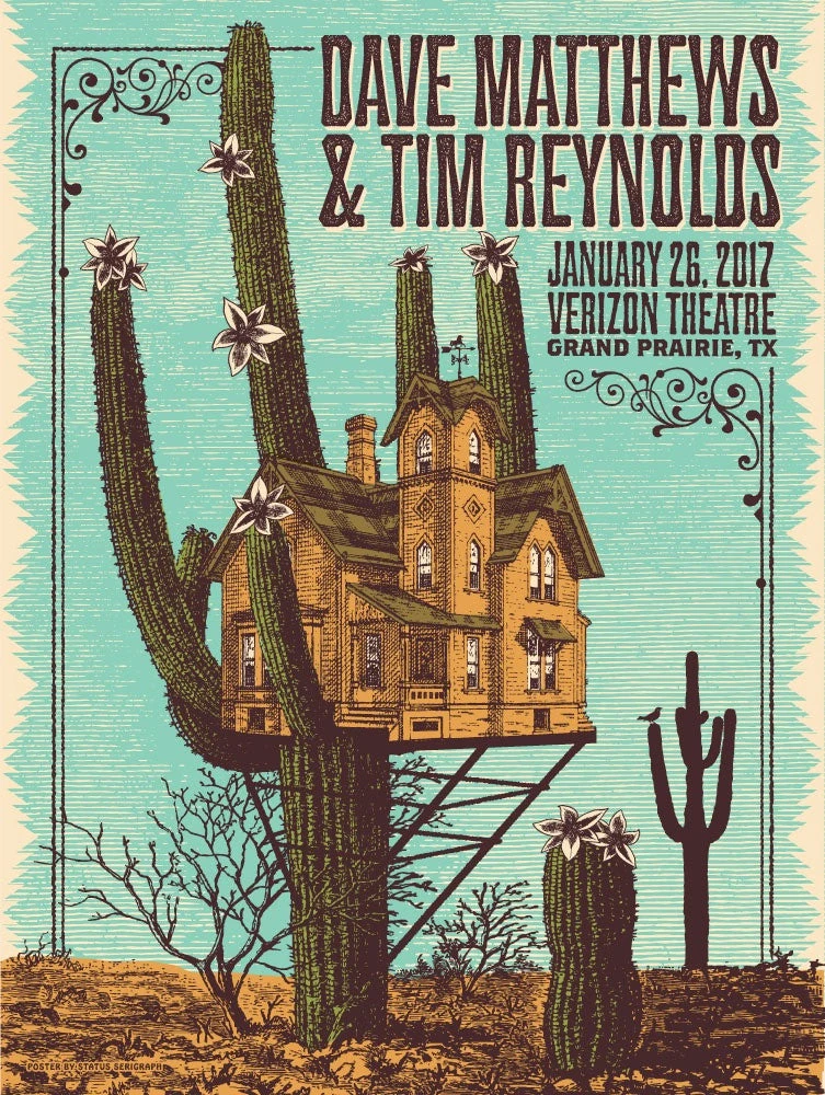 Gig Posters Dave Matthews And Tim - 2017 Status Serigraph Poster Grand Prairie