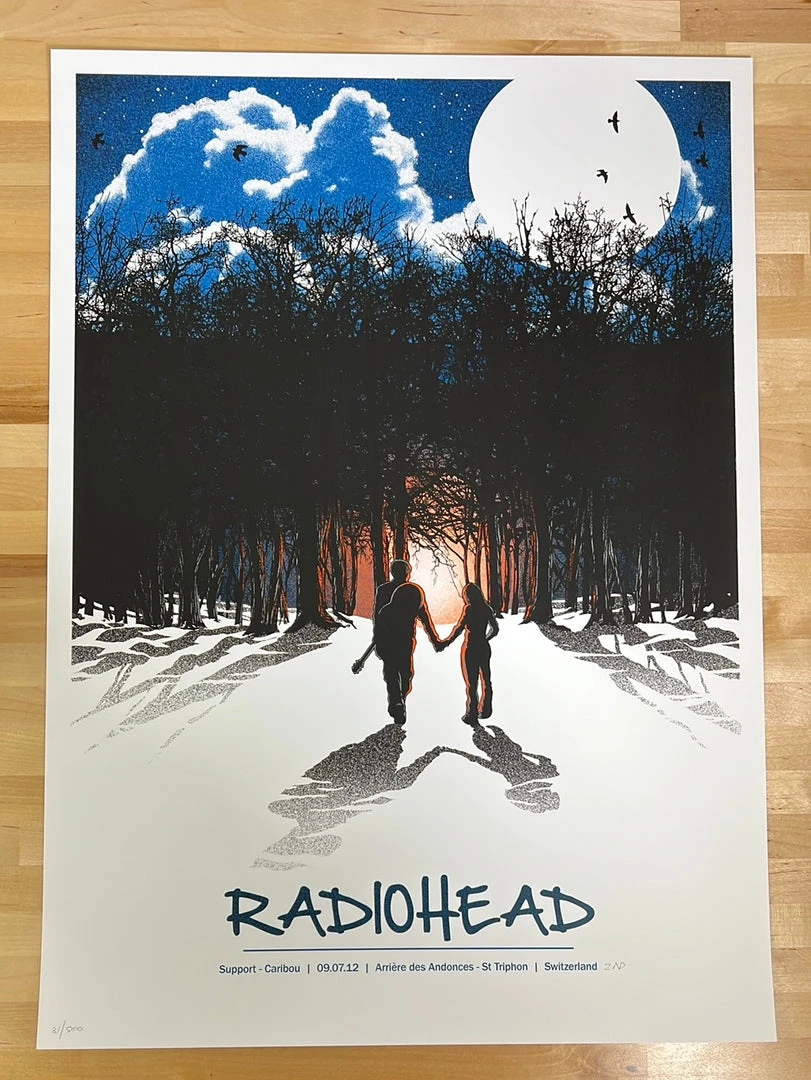 Radiohead - 2012 Joshua Budich Poster St. Triphon, Switzerland 2nd Gig Posters