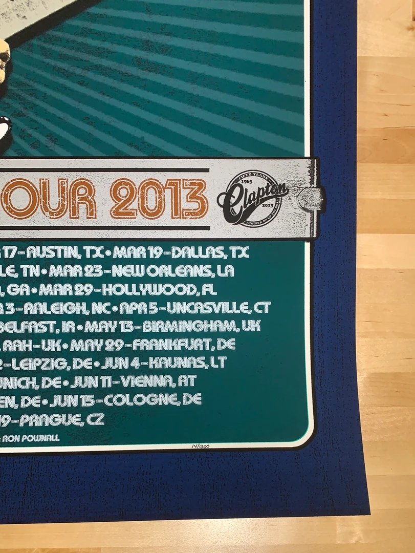 Eric Clapton - 2013 Ron Donovan Firehouse Poster European Tour Gig Posters