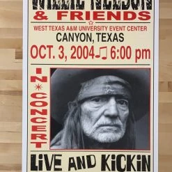 Willie Nelson - 2004 Franks Brothers 10/3 Poster Canyon, TX Gig Posters