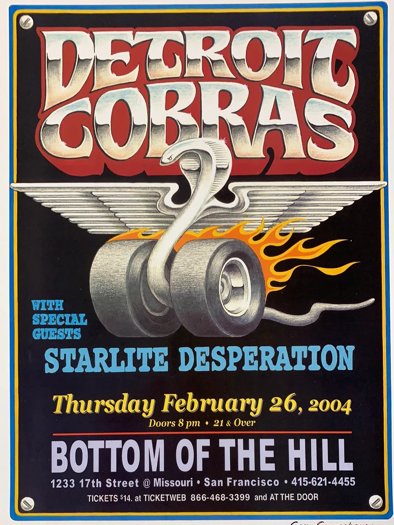 Detroit Cobras - 2004 Gary Grimshaw Poster San Francisco, CA Gig Posters