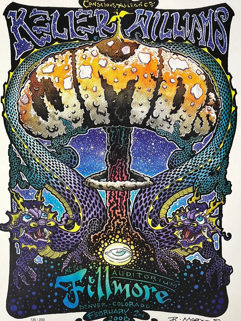 Keller Williams - 2008 Robert Marx Poster The Fillmore, Denver, CO