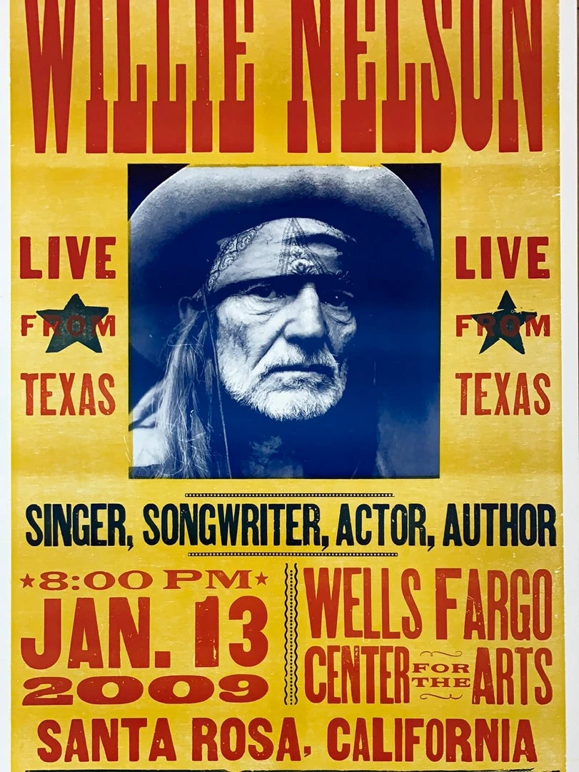 Willie Nelson - 2009 Hatch Show Print 1/13 Poster Santa Rosa, CA Gig Posters