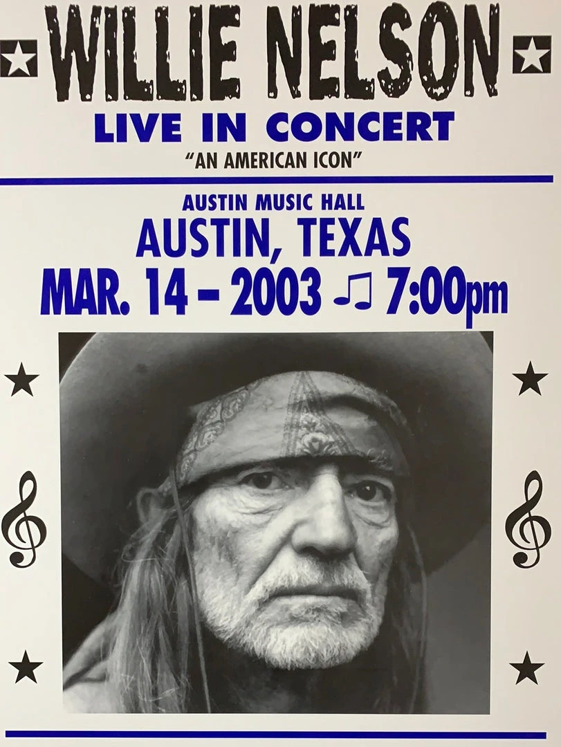 Willie Nelson - 2003 Franks Brothers 3/14 Poster Austin, TX Gig Posters