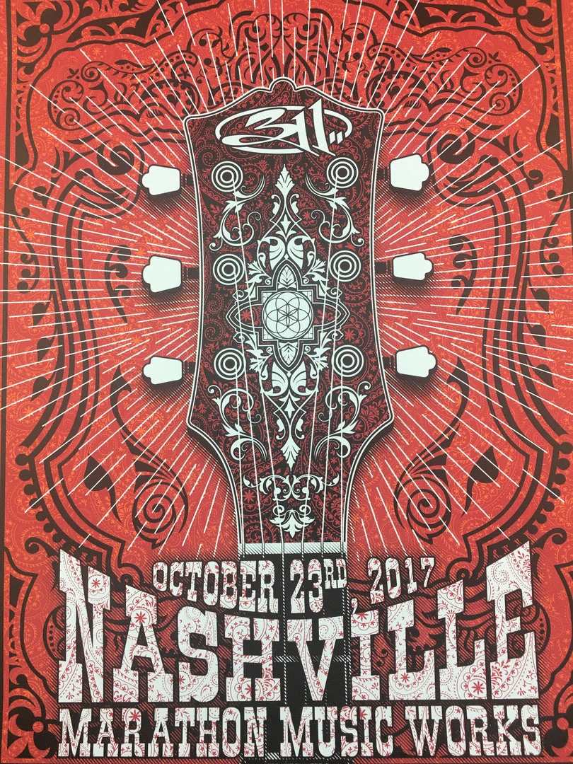 311 - 2017 Derek Hatfield Poster Nashville, TN Marathon Music Works