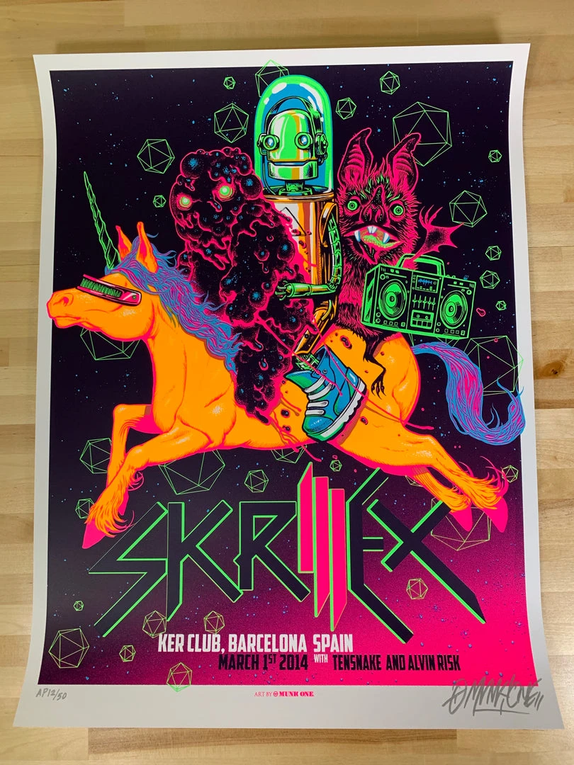 Skrillex - 2014 Munk One Poster Barcelona, Spain Ker Club Gig Posters