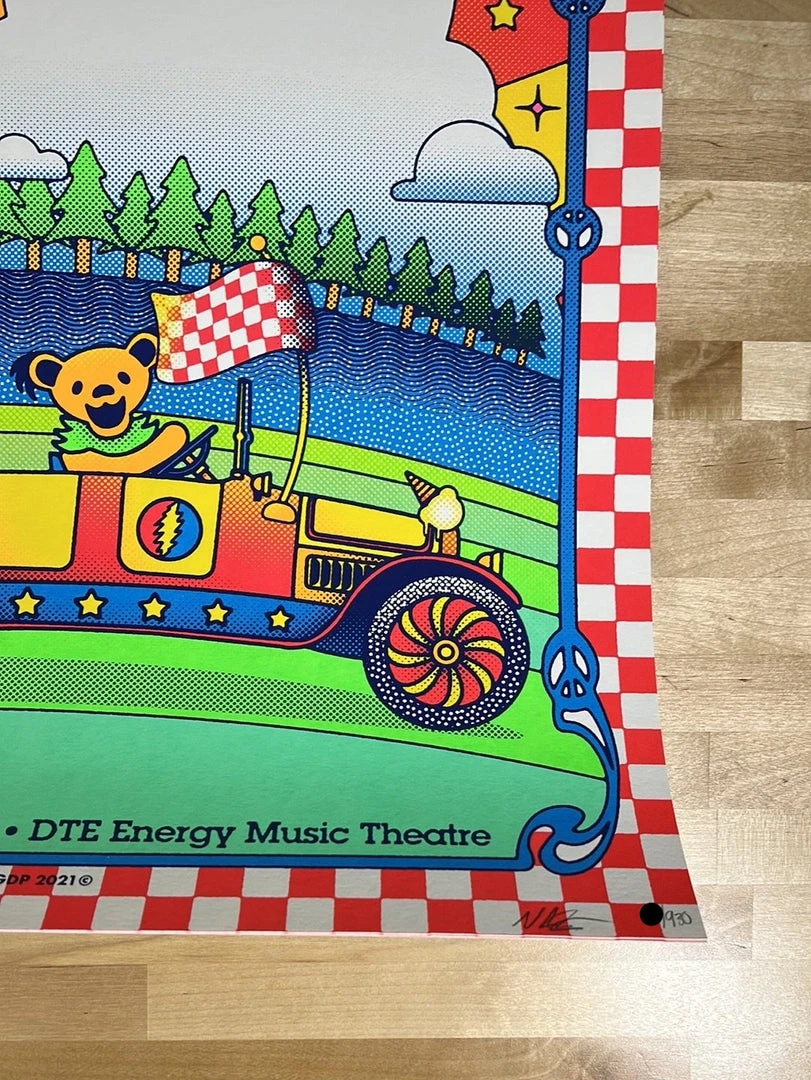 Dead & Company - 2021 Nate Gonzalez Poster Clarkston, MI DTE Energy Gig Posters