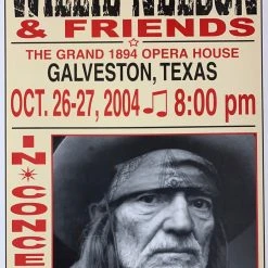 Willie Nelson - 2004 Franks Brothers 10/26-27 Poster Galveston, TX
