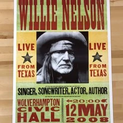 Willie Nelson - 2008 Hatch Show Print 5/12 Poster Wolverhampton, England Gig Posters