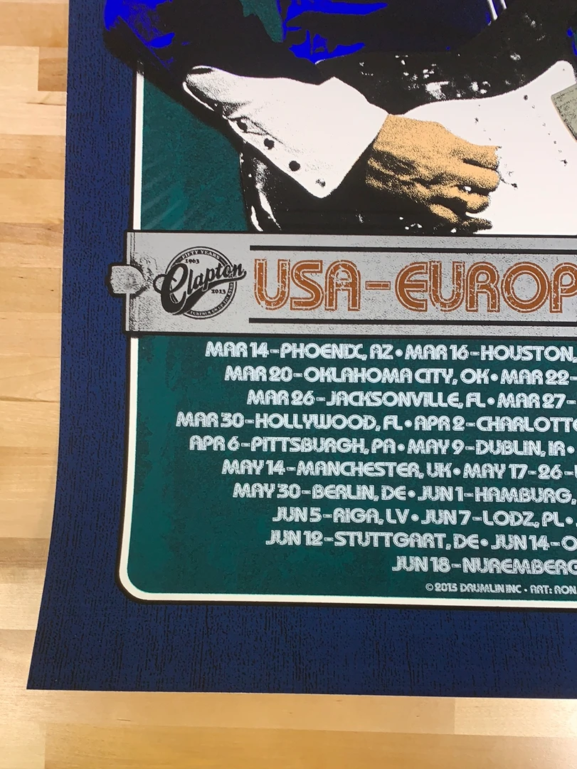 Eric Clapton - 2013 Ron Donovan Firehouse Poster European Tour Gig Posters