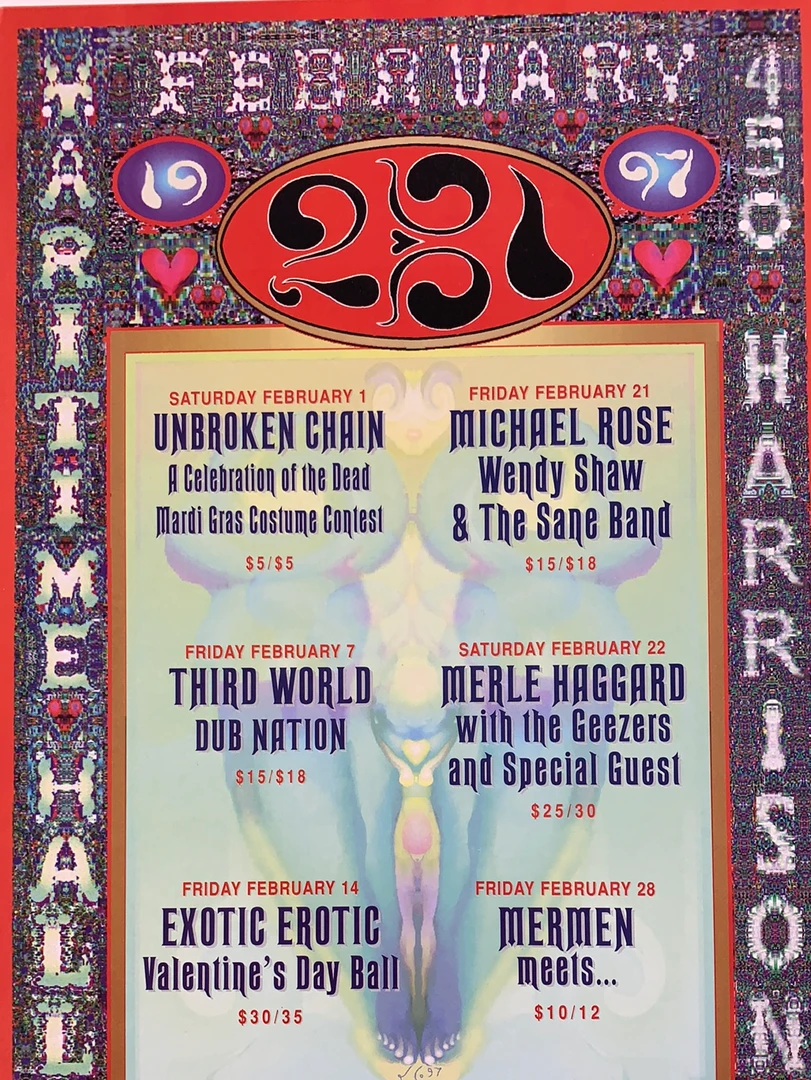 MHP 27 Merle Haggard - 1997 Lee Conklin Poster Maritime Hall San Fran 1st Gig Posters