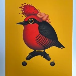 Fat Bird - 2020 Mike Mitchell Poster Yellow Fronted Woodpecker Yellow Variant