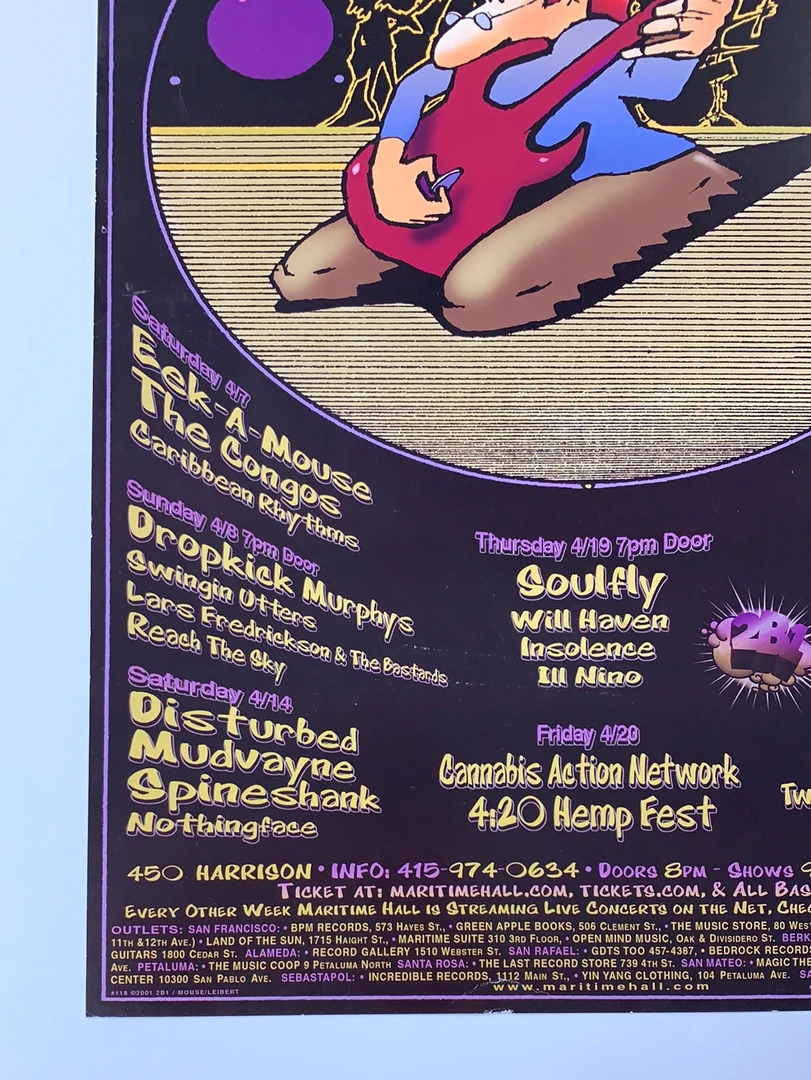 Stanley Mouse Gig Posters MHP 118 Mudvayne Disturbed - 2001 Poster Maritime Hall San Fran 1st