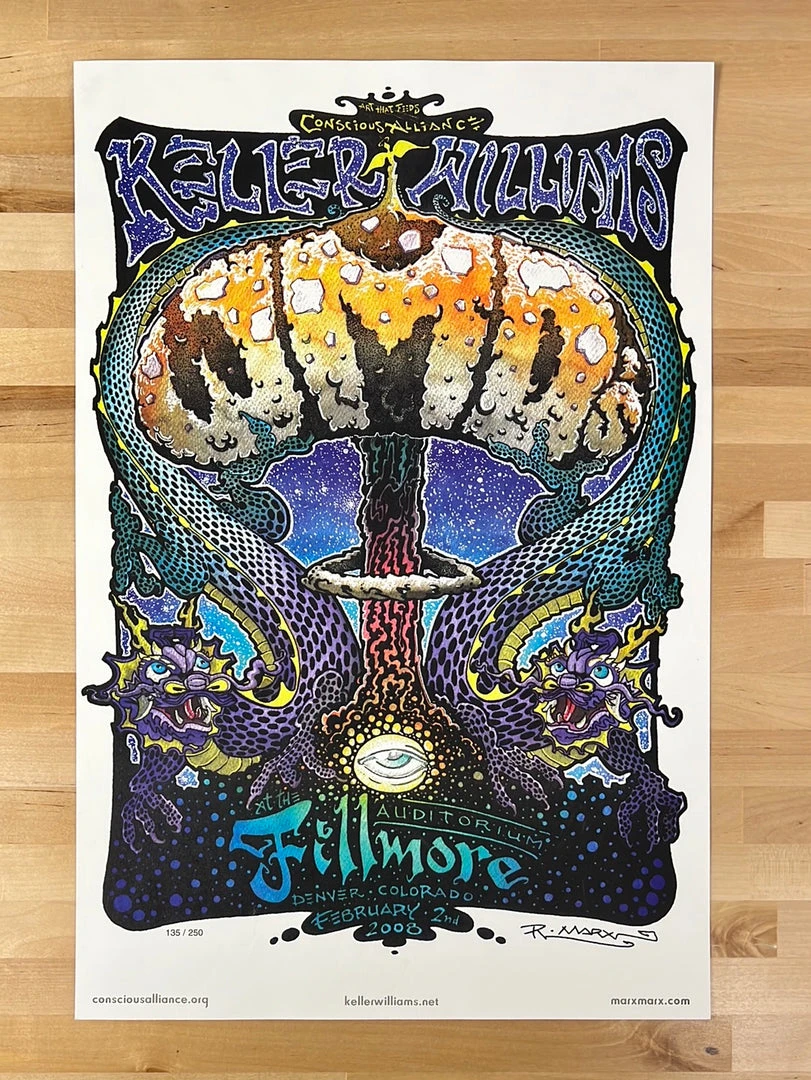 Keller Williams - 2008 Robert Marx Poster The Fillmore, Denver, CO