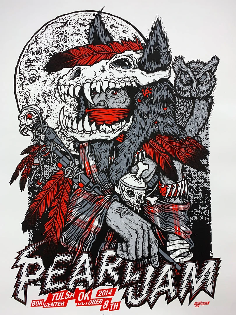 Ames Brothers Pearl Jam - 2014 Ames Design Poster Tulsa, OK BOK Center S/N