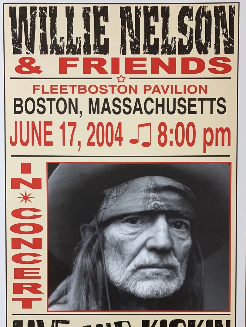 Willie Nelson - 2004 Franks Brothers 6/17 Poster Boston, MA Gig Posters