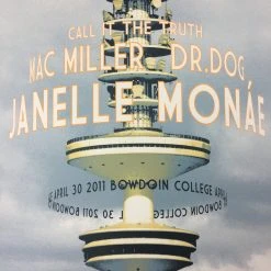 Janelle Monae - 2011 Dan MacAdam Crosshair Poster Brunswick, ME Bowdoin College