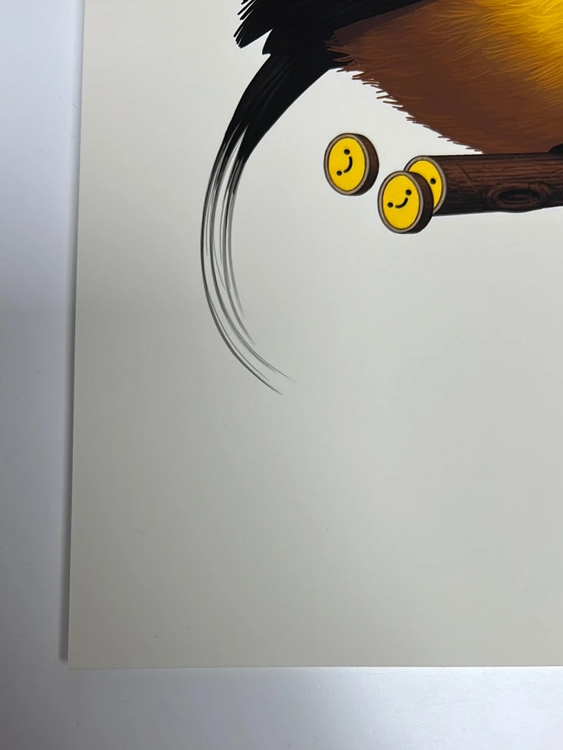 Fat Bird - 2019 Mike Mitchell Poster Wire-tailed Manakin Variant