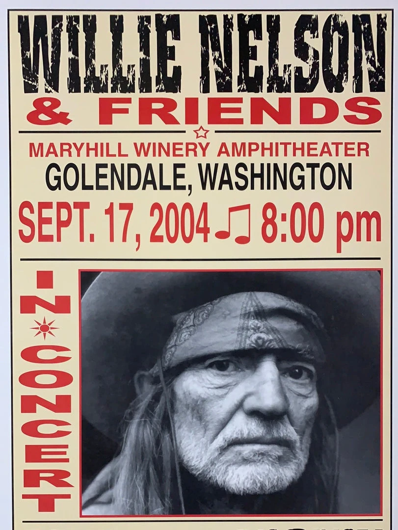 Willie Nelson - 2004 Franks Brothers 9/17 Poster Golendale, WA Gig Posters