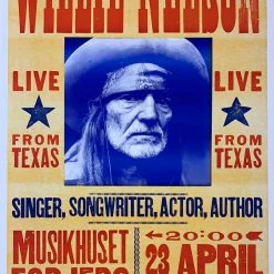 Willie Nelson - 2008 Hatch Show Print 4/23 Poster Esbjerg, Denmark