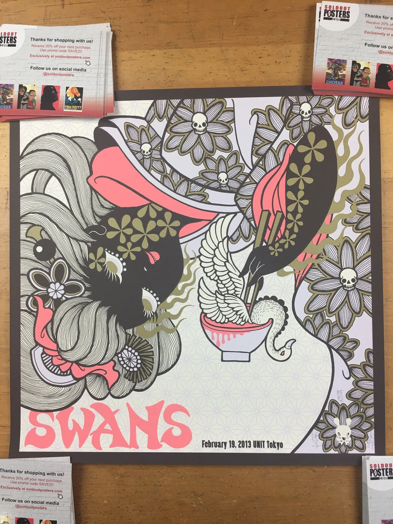 Gig Posters Swans - 2013 Junko Mizuno Poster Tokyo, Japan Unit Tokyo