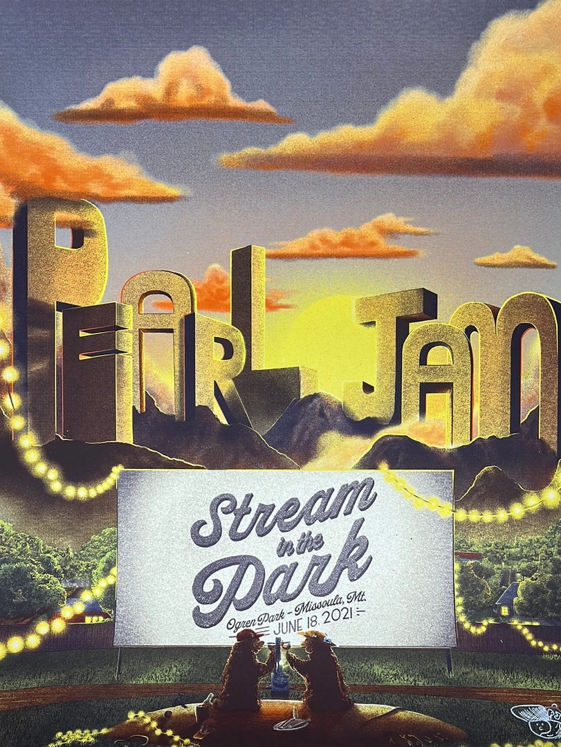 Railey Bace Prints Pearl Jam - 2021 Bailey Race Poster Missoula, MT Streaming AP Gig Posters