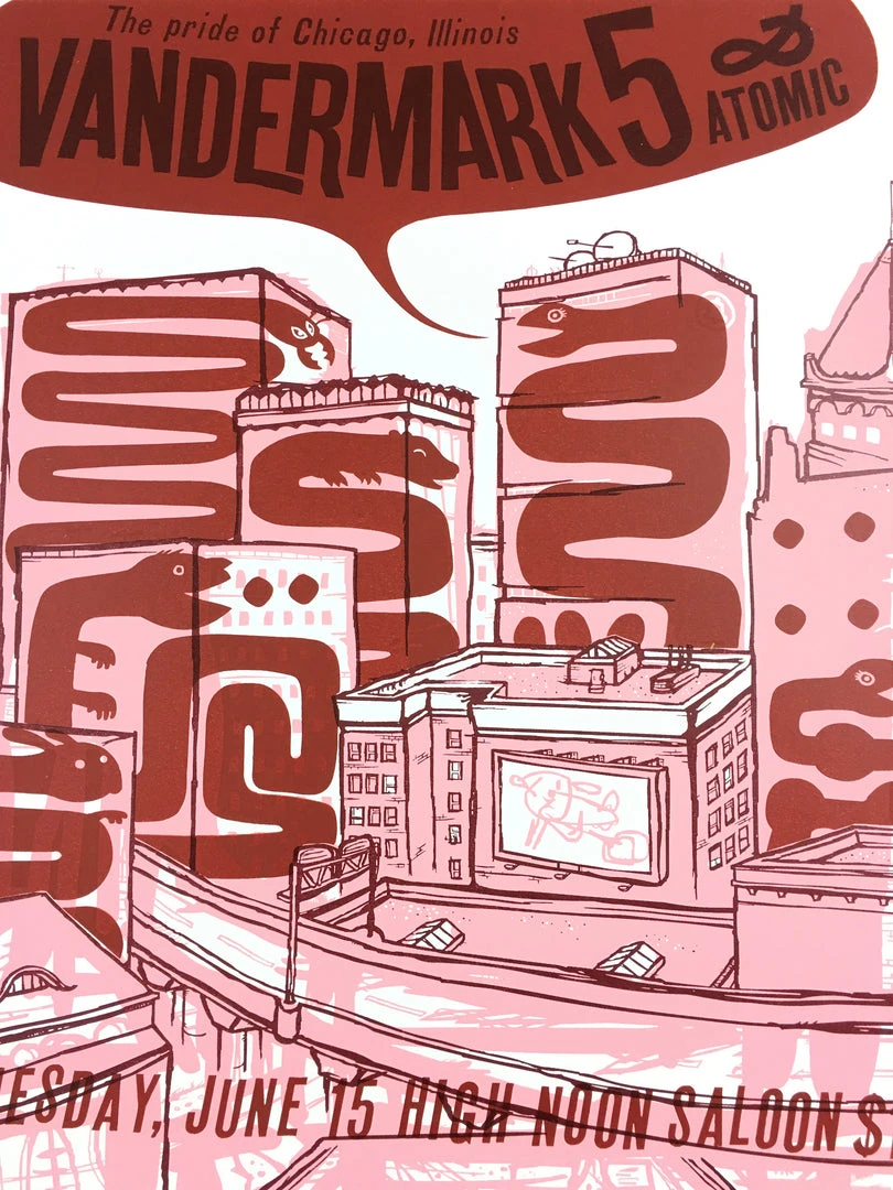 Gig Posters Vandermark 5 - 2004 Little Friends Of Printmaking Poster Madison, WI The North S