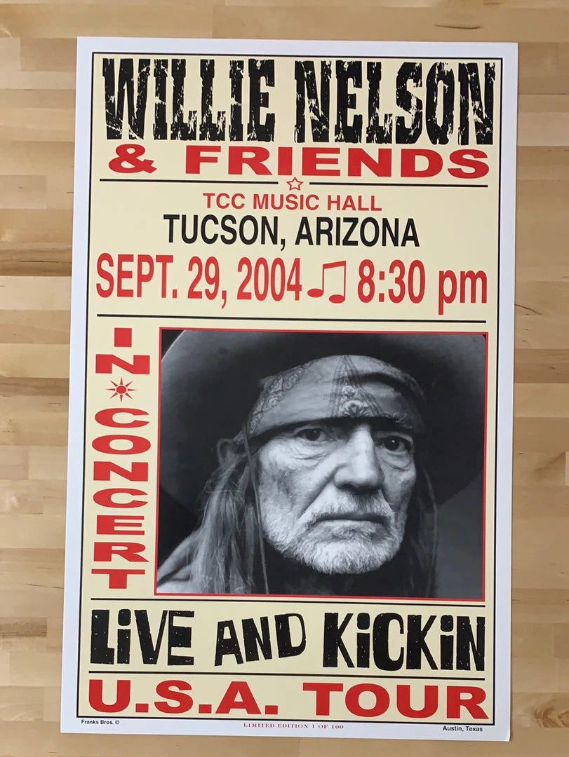 Willie Nelson - 2004 Franks Brothers 9/29 Poster Tucson, AZ Gig Posters