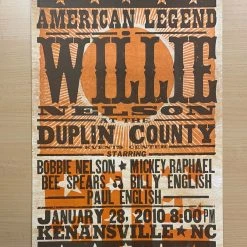 Willie Nelson - 2010 Hatch Show Print 1/28 Poster Kenansville, North Carolina Gig Posters