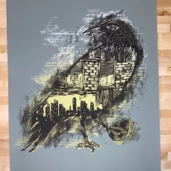 Urban Corvus - 2009 Dan Grzeca Poster Art Print Charcoal Grey