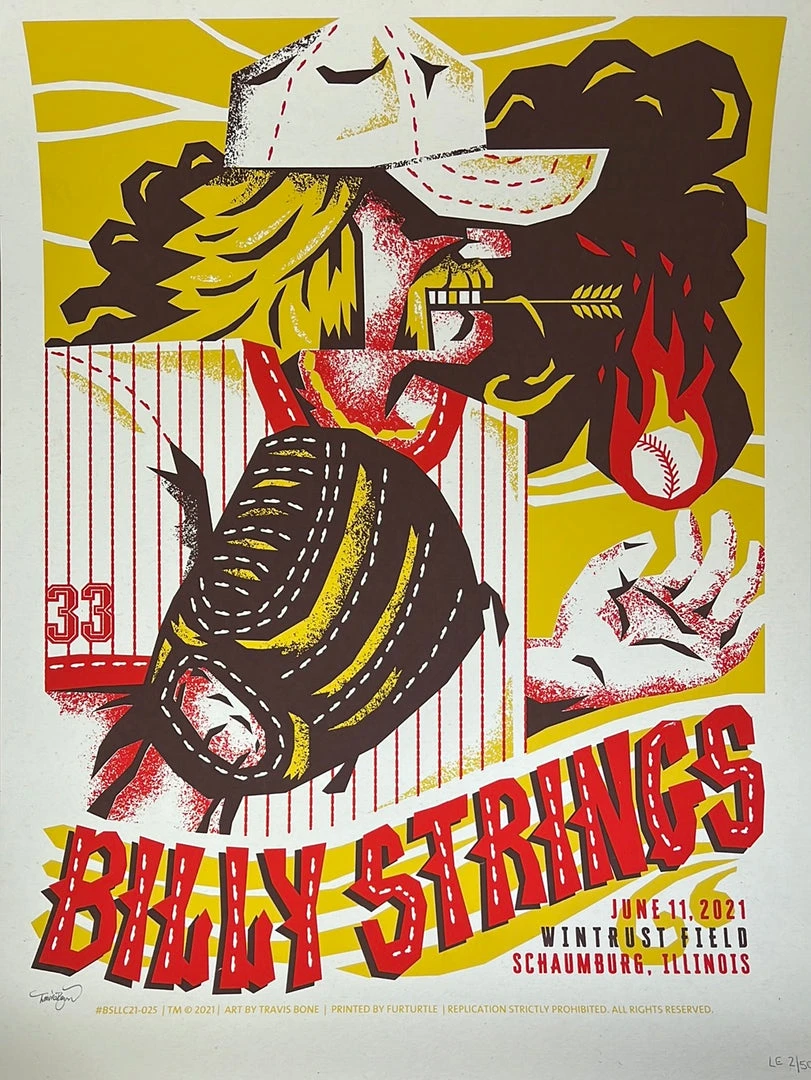 Gig Posters Billy Strings - 2021 Furturtle Show Prints Poster Schaumburg, IL 6/11