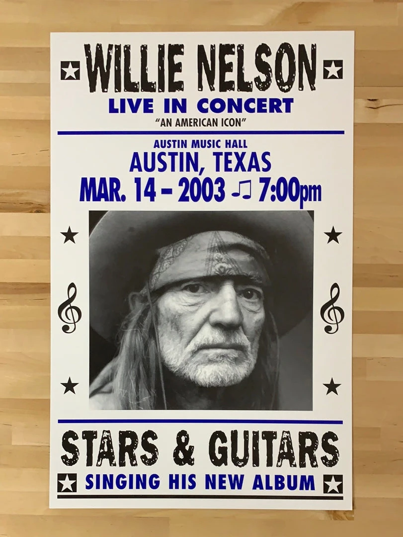 Willie Nelson - 2003 Franks Brothers 3/14 Poster Austin, TX Gig Posters
