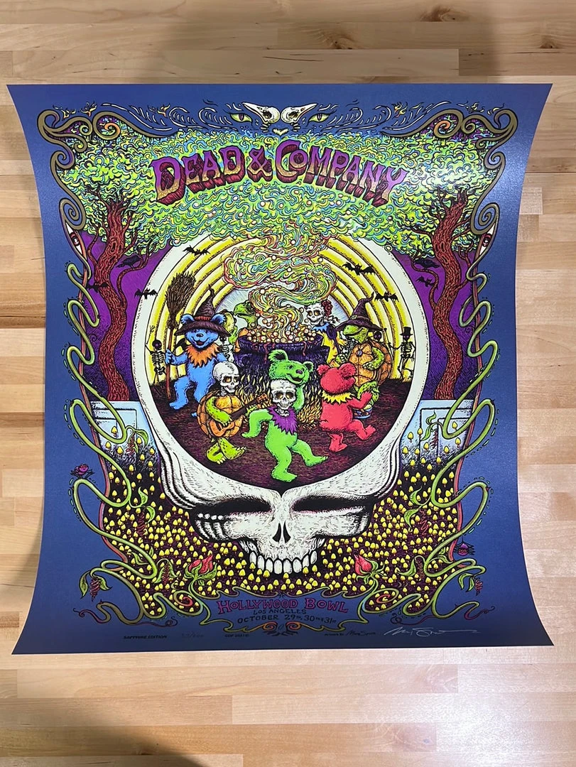 Gig Posters Dead & Company - 2021 Marq Spusta Poster Hollywood Bowl, CA Sapphire