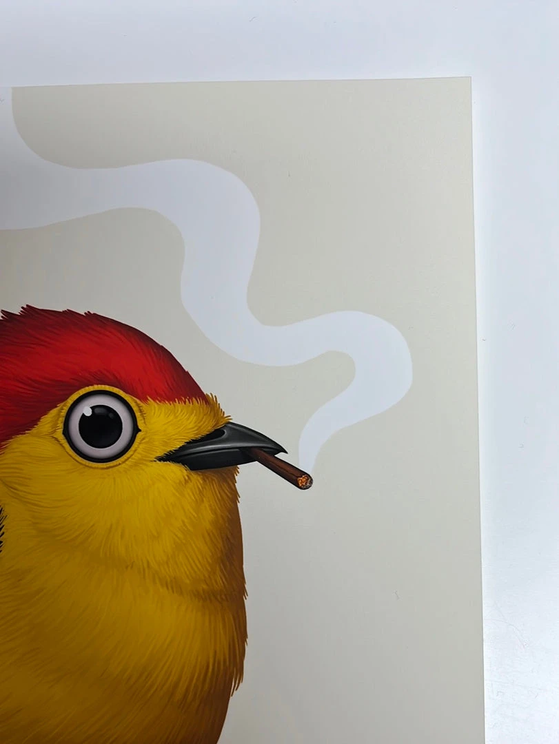 Fat Bird - 2019 Mike Mitchell Poster Wire-tailed Manakin Variant