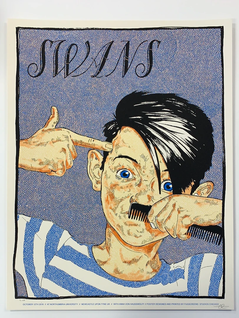 Gig Posters Swans - 2016 Fugscreens Studios Poster Newcastle, UK Northumbria