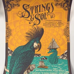 Strings And Sol - 2018 Status Serigraph Poster Puerto Morelos, MX Gig Posters