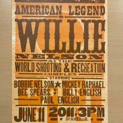 Willie Nelson - 2011 Hatch Show Print 6/11 Poster Sparta, Illinois Gig Posters