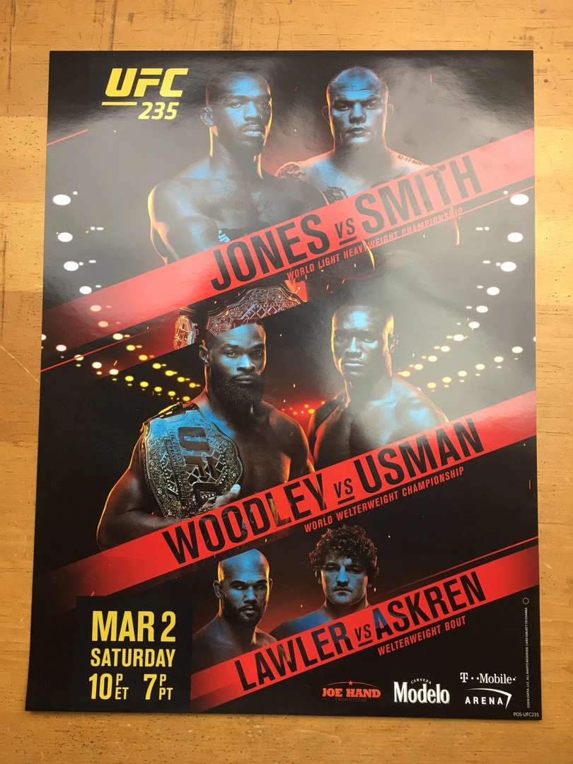 Sold Out Posters UFC 235 2019 Poster Jones Vs Smith, Woodley Vs Usman & Lawler Vs Askren