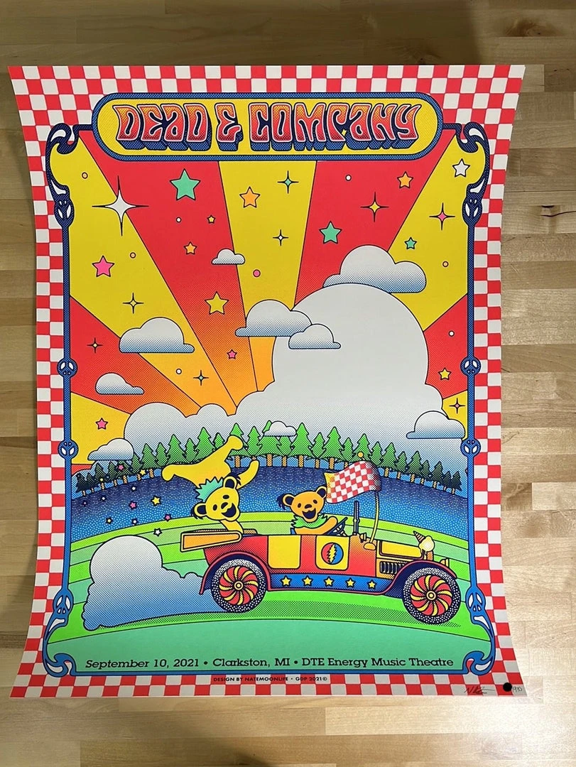 Dead & Company - 2021 Nate Gonzalez Poster Clarkston, MI DTE Energy Gig Posters