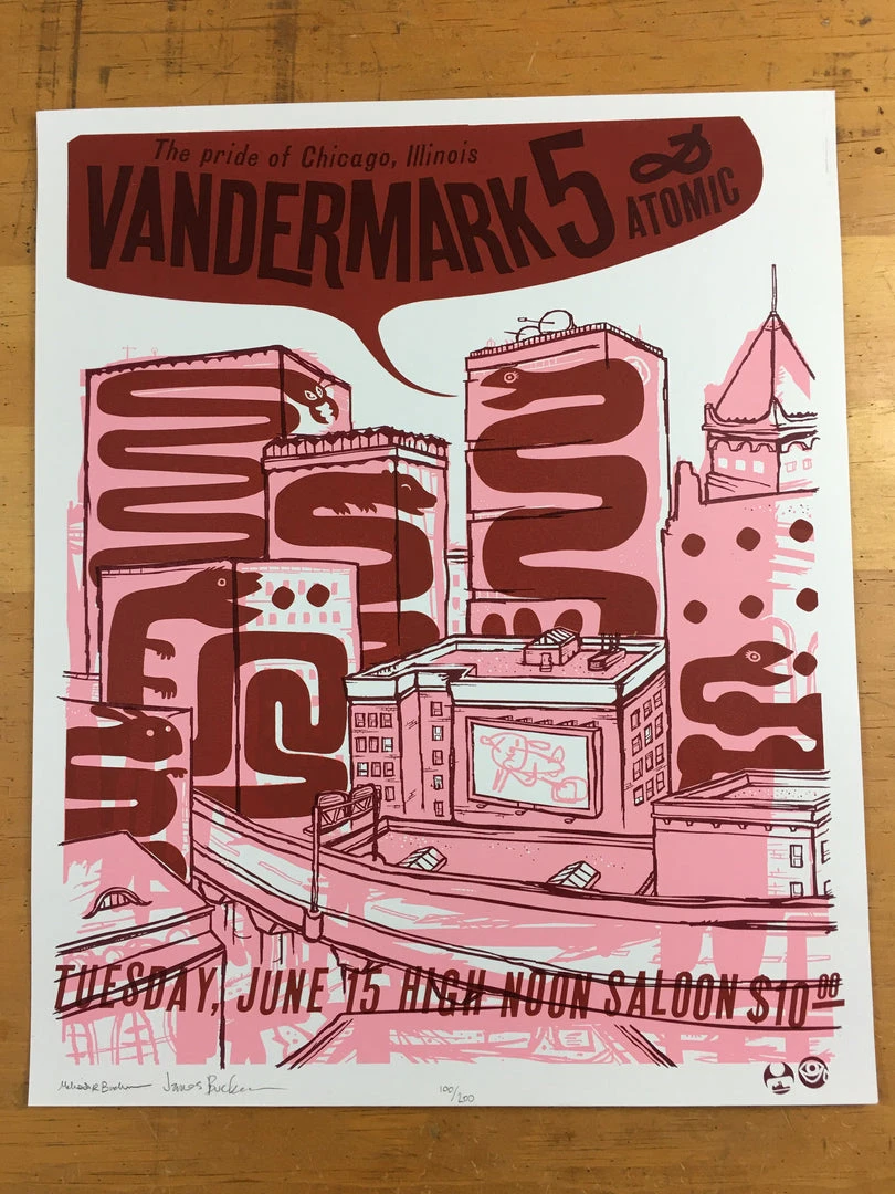 Gig Posters Vandermark 5 - 2004 Little Friends Of Printmaking Poster Madison, WI The North S