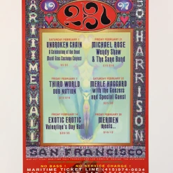 MHP 27 Merle Haggard - 1997 Lee Conklin Poster Maritime Hall San Fran 1st Gig Posters