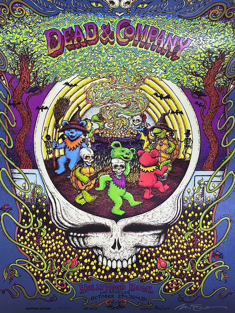 Gig Posters Dead & Company - 2021 Marq Spusta Poster Hollywood Bowl, CA Sapphire