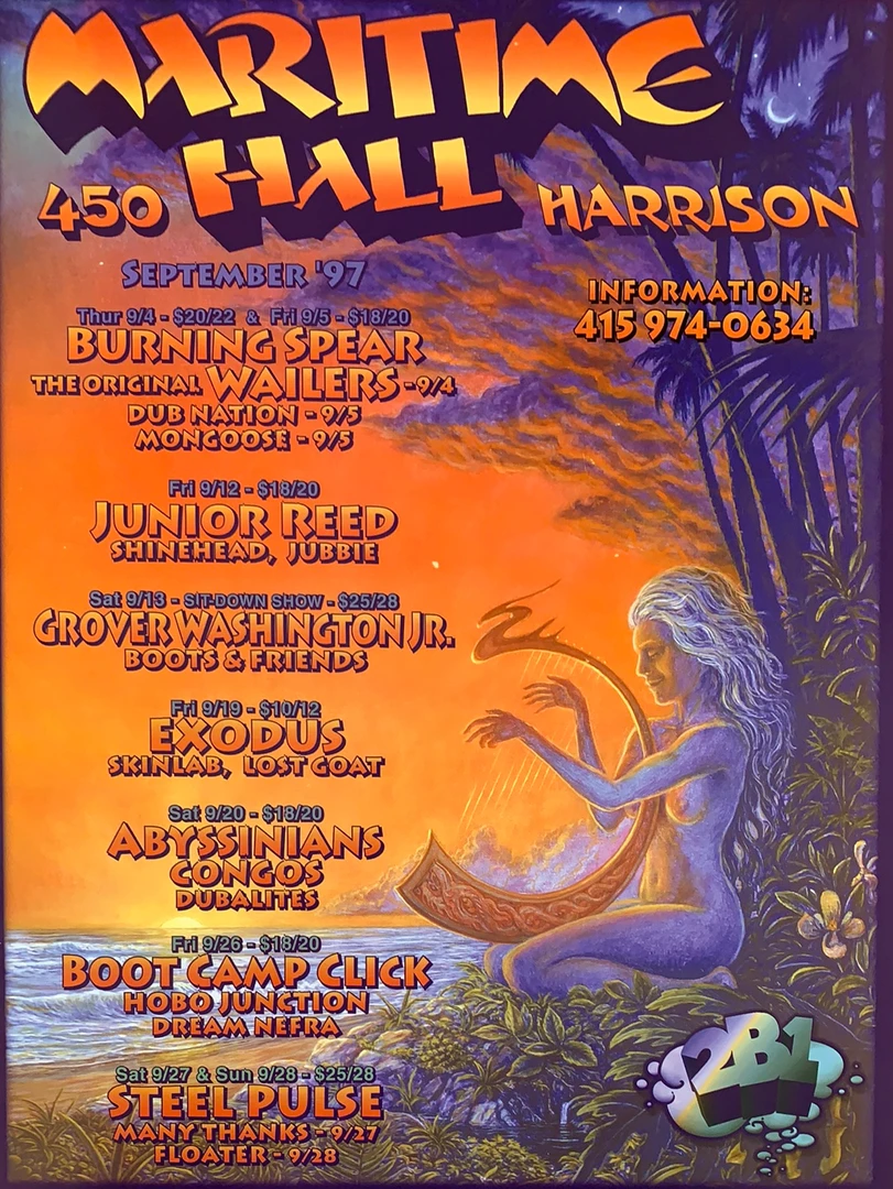 Sold Out Posters MHP 37 Maritime Hall - 1997 Poster September Wailers, Exodus San Fran 1st Gig Posters