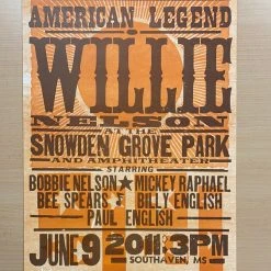 Willie Nelson - 2011 Hatch Show Print 6/9 Poster Southaven, Mississippi