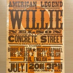 Gig Posters Willie Nelson - 2011 Hatch Show Print 7/1 Poster Corpus Christi, Texas