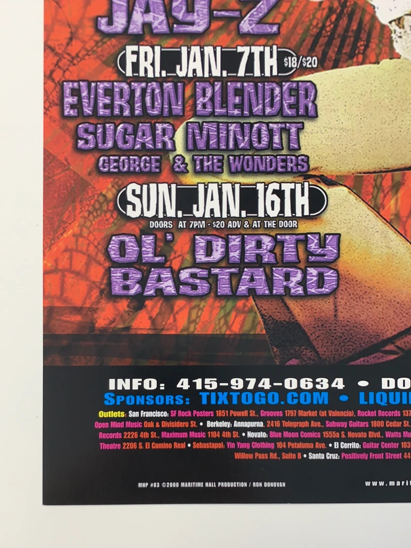 MHP 83 Maritime Hall - 2000 Poster August Ron Donovan Jay-Z San Fran 1st