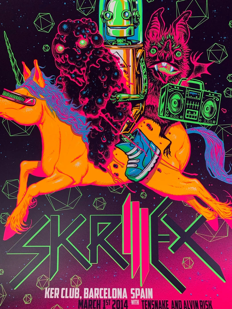 Skrillex - 2014 Munk One Poster Barcelona, Spain Ker Club Gig Posters