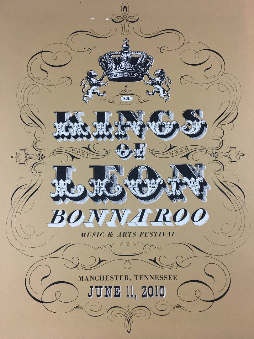 Sold Out Posters Kings Of Leon - 2010 Kilroe Ibanez Bonnaroo Poster Music Festival